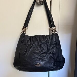Coach Maya black pebbled leather satchel
